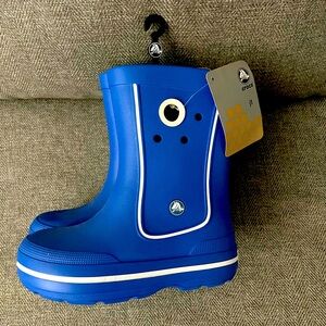 Toddler Crocs Jaunt Rain Boots Kids Size J1 - Blue & White 11018 - NWT